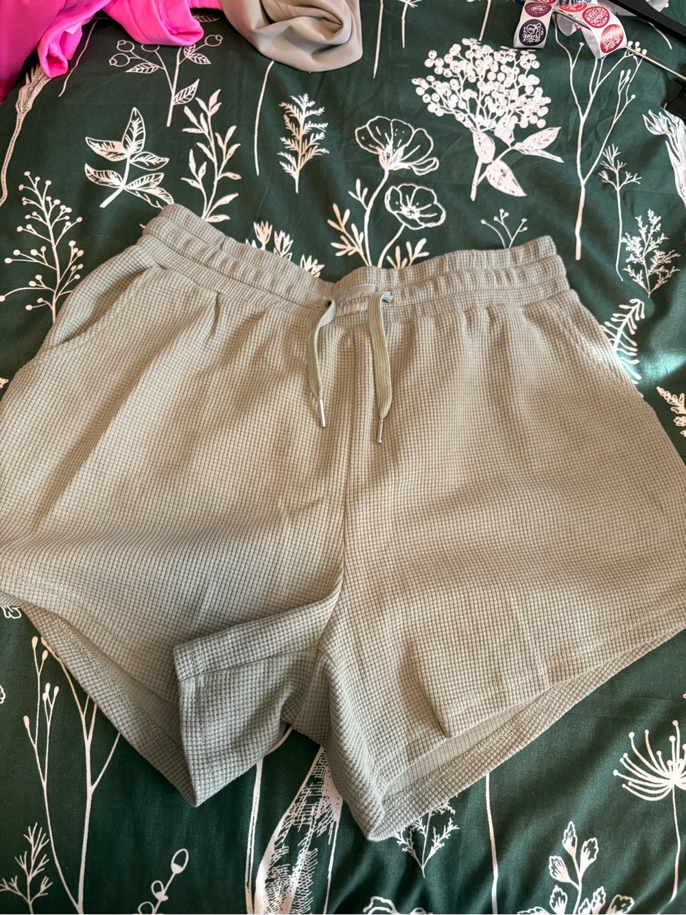 Comfrt Waffle Knit Lounge Shorts - Sage Green